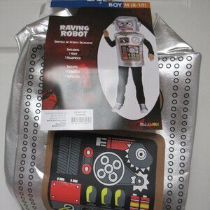 Silver Raving Robot 2pc Set Vest Headpiece Halloween Costume Boy Size 8-10 New